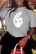 Grey Casual Print Patchwork O Neck T-Shirts