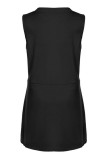 Black Casual Print Basic V Neck Sleeveless Dress Dresses