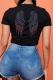 Black Casual Daily Print Patchwork O Neck T-Shirts