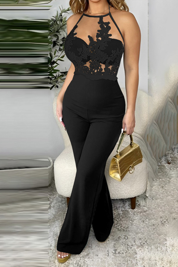 Black Casual Solid Asymmetrical Regular Jumpsuits