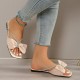 Apricot Casual Daily Patchwork With Bow Square Comfortable Shoes