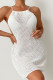 White Casual Solid Hollowed Out Draw String Swimwears Cover Up