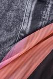 Black Gray Sexy Street Print Patchwork O Neck Sleeveless Two Pieces