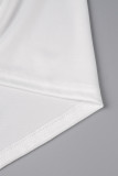 White Sexy Solid Hollowed Out O Neck Long Sleeve Dresses