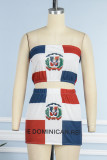 White Street Print Patchwork Strapless Sleeveless Two Pieces