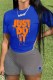 Grey Casual Print Letter O Neck Short Sleeve Two Pieces