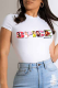 White Street Vintage Print Letter O Neck T-Shirts