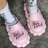 Pink Black Casual Sportswear Printing Round Comfortable Shoes (With Bag)
