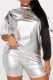Silver Casual Solid Basic O Neck Short Sleeve Two Pieces