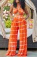 Orange Sexy Casual Print Bandage Backless Strapless Sleeveless Two Pieces