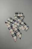 Khaki Casual Work Elegant Plaid Frenulum Printing V Neck Loose Jumpsuits(With Belt)