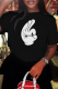 Black Casual Print Patchwork O Neck T-Shirts