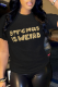 Black Daily Print Patchwork O Neck T-Shirts