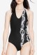 Black Sexy Print Backless Letter Swimwears