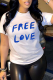 White Casual Street Print Patchwork Letter O Neck T-Shirts
