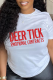 White Casual Street Print Patchwork Letter O Neck T-Shirts