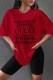 Red Casual Print Letter O Neck Short Sleeve Two Pieces
