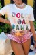 White Casual Street Print Letter O Neck T-Shirts