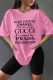 Pink Casual Print Letter O Neck Short Sleeve Two Pieces
