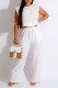 White Casual Solid Patchwork O Neck Sleeveless Two Pieces