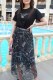 Black Casual Print Patchwork Letter O Neck Short Sleeve Two Pieces