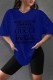 Blue Casual Print Letter O Neck Short Sleeve Two Pieces