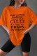 Orange Casual Print Letter O Neck Short Sleeve Two Pieces