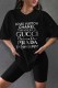 Black Casual Print Letter O Neck Short Sleeve Two Pieces