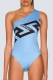 Blue Sexy Print Letter Swimwears