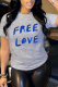 Grey Casual Street Print Patchwork Letter O Neck T-Shirts