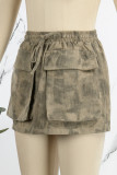 Camouflage Casual Street Simplicity Camouflage Print Pocket Regular Straight Full Print Bottoms