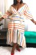 Multicolor Casual Striped Print Patchwork V Neck Irregular Dress Dresses
