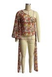 Pink Casual Print Patchwork Backless Asymmetrical Oblique Collar Tops (Subject To The Actual Object)