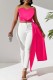 Rose Red Sexy Solid Backless Asymmetrical Strapless Tops