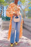 Pink Casual Print Patchwork Backless Asymmetrical Oblique Collar Tops (Subject To The Actual Object)