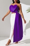 Red Sexy Solid Backless Asymmetrical Strapless Tops
