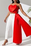 Red Sexy Solid Backless Asymmetrical Strapless Tops