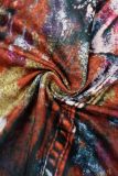 Red Sexy Street Print Frenulum Slit Halter One Step Skirt Dresses