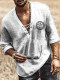 Light Gray Men's Viking Vegvisir V Neck Long Sleeve Tunic