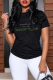 Black Casual Daily Print Patchwork Letter O Neck T-Shirts