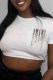 White Casual Print Letter O Neck T-Shirts
