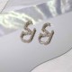 Gold Simplicity Letter Patchwork Rhinestone Earrings