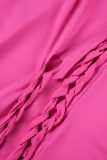 Rose Red Sexy Street Celebrities Solid Hollowed Out U Neck Sleeveless Two Pieces