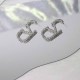 Silver Simplicity Letter Patchwork Rhinestone Earrings