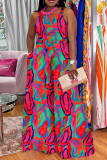 Red Green Casual Vacation Simplicity Floral Vests Printing Square Collar Straight Jumpsuits