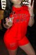 Red Casual Print Letter O Neck Short Sleeve Two Pieces