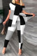 Black White Sexy Casual Print Printing Contrast Off the Shoulder Short Sleeve Two Pieces