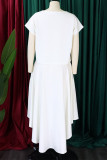 Red Elegant Solid Patchwork Flounce O Neck Short Sleeve Two Pieces(With Belt)