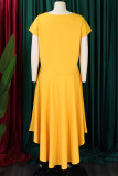 Red Elegant Solid Patchwork Flounce O Neck Short Sleeve Two Pieces(With Belt)