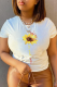 White Casual Daily Print Patchwork O Neck T-Shirts